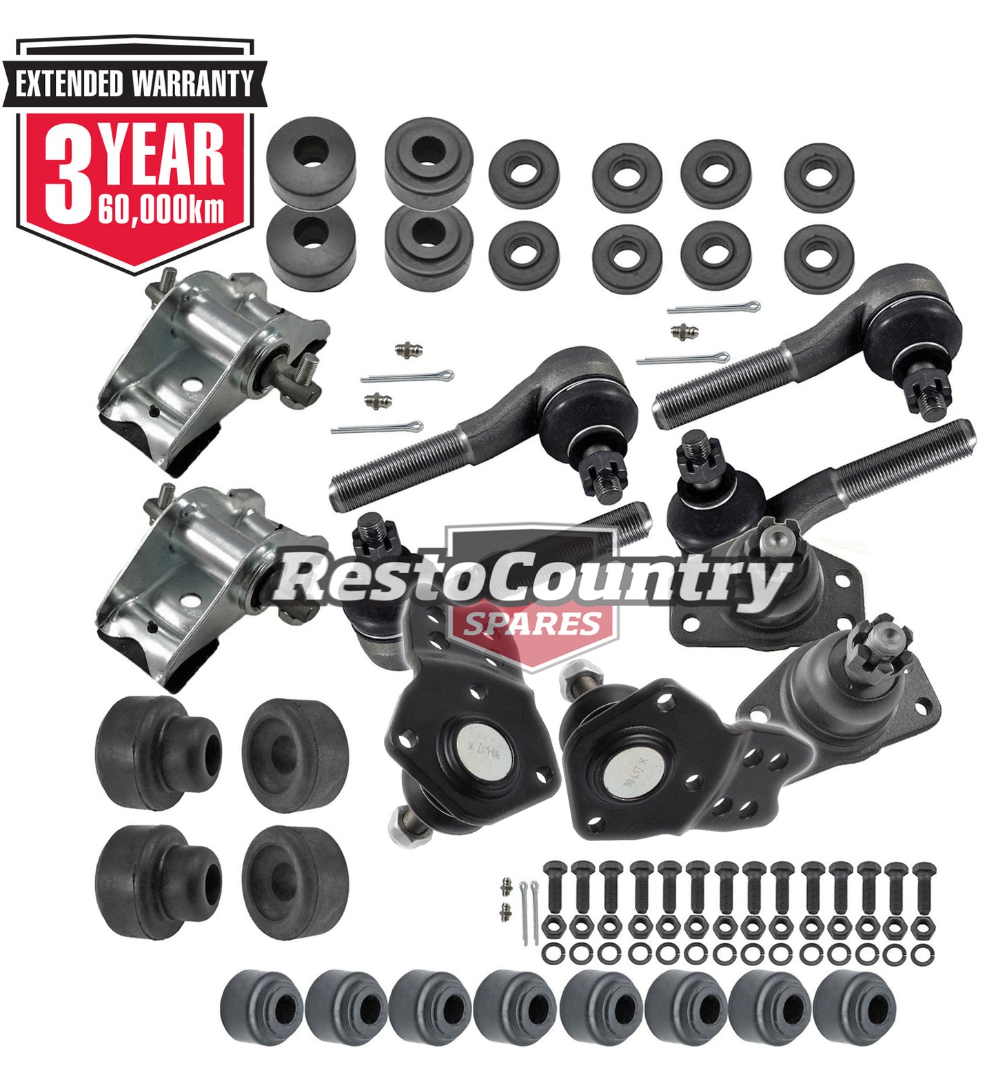 KIT 2. Ford Tie Rod End + Ball Joint +Saddle +Rod +Shock Bush Kit XM XP Falcon - kFERK-44