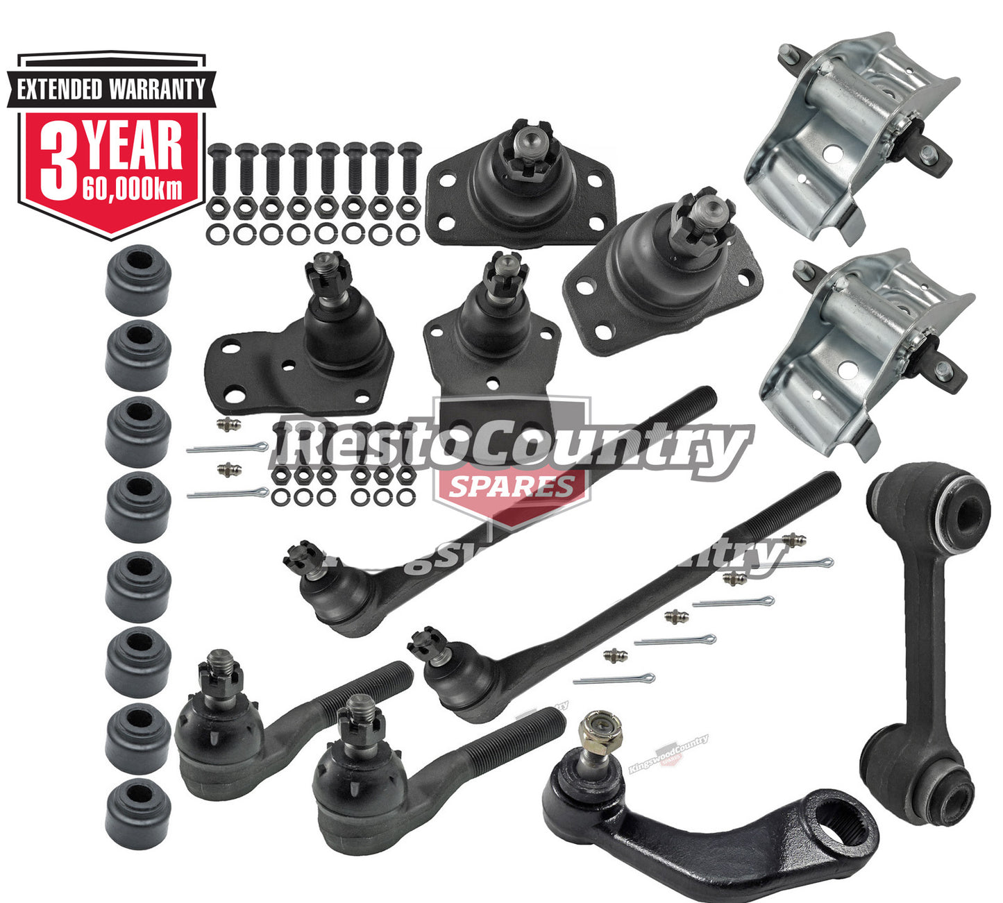 KIT 2. Ford Tie Rod +Ball Joint +Idler +Pitman Arm +Saddle Kit XT Early-XW ZC ZD - kFERK-48