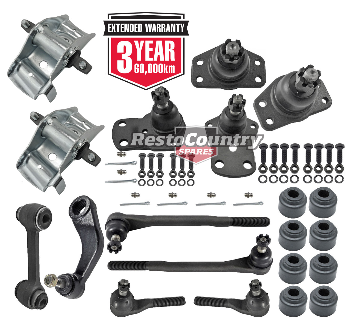 KIT 2. Ford Tie Rod + Ball Joint+ Idler+ Pitman Arm +Saddle Kit LATE XW XY ZC ZD - kFERK-52