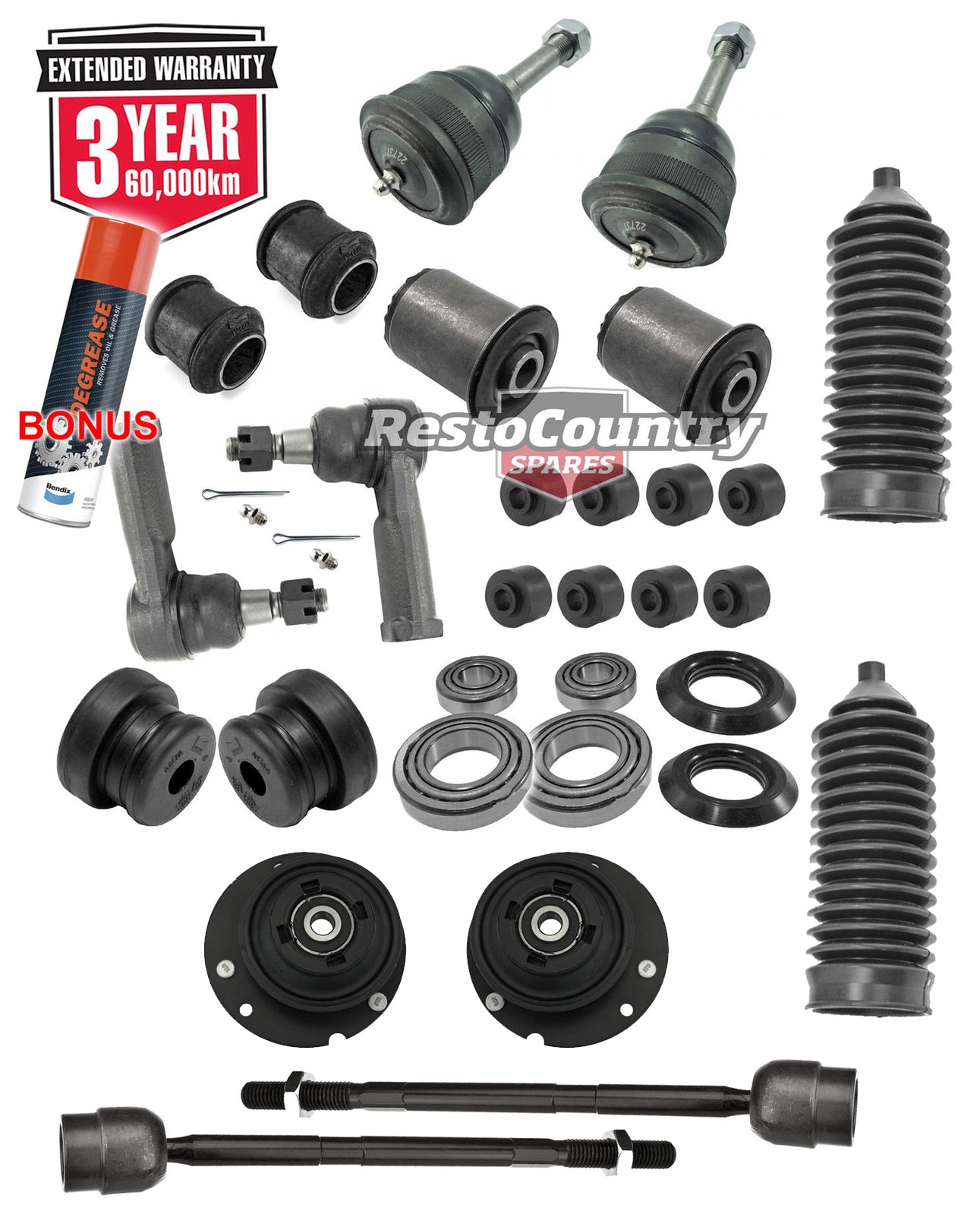 KIT 4. Holden Tie+Ball+ Control+Strut +Boot+Rack Kit POWER Steering VB VC VH VK  -kFERK-62-c - kFERK-62-c