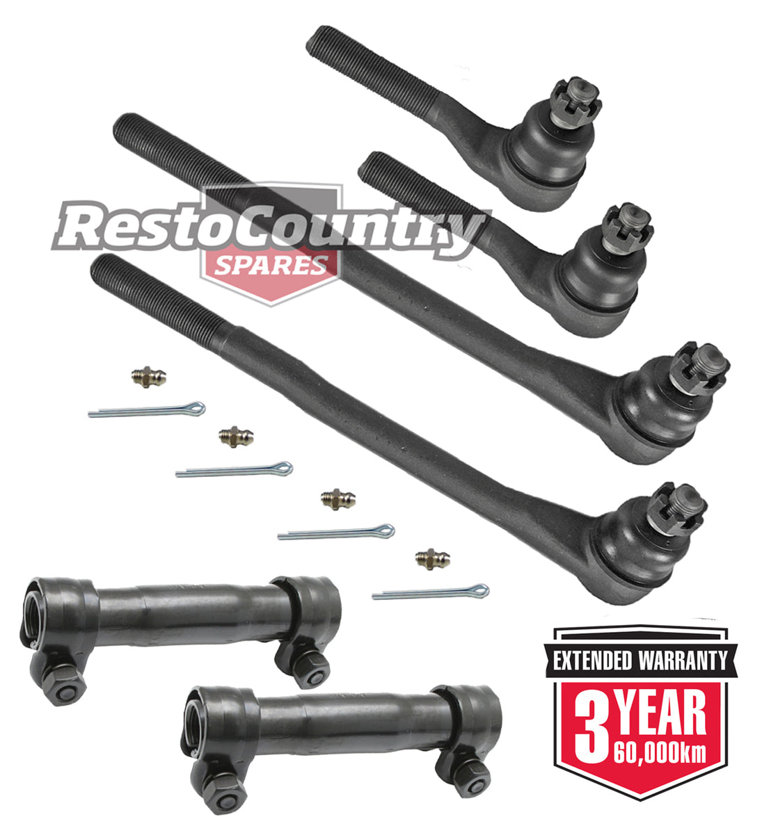 Ford Tie Rod End + Adjuster Sleeve Kit  x6 INNER + OUTER XD XE XF XG ZJ ZK ZL - kFERK-69