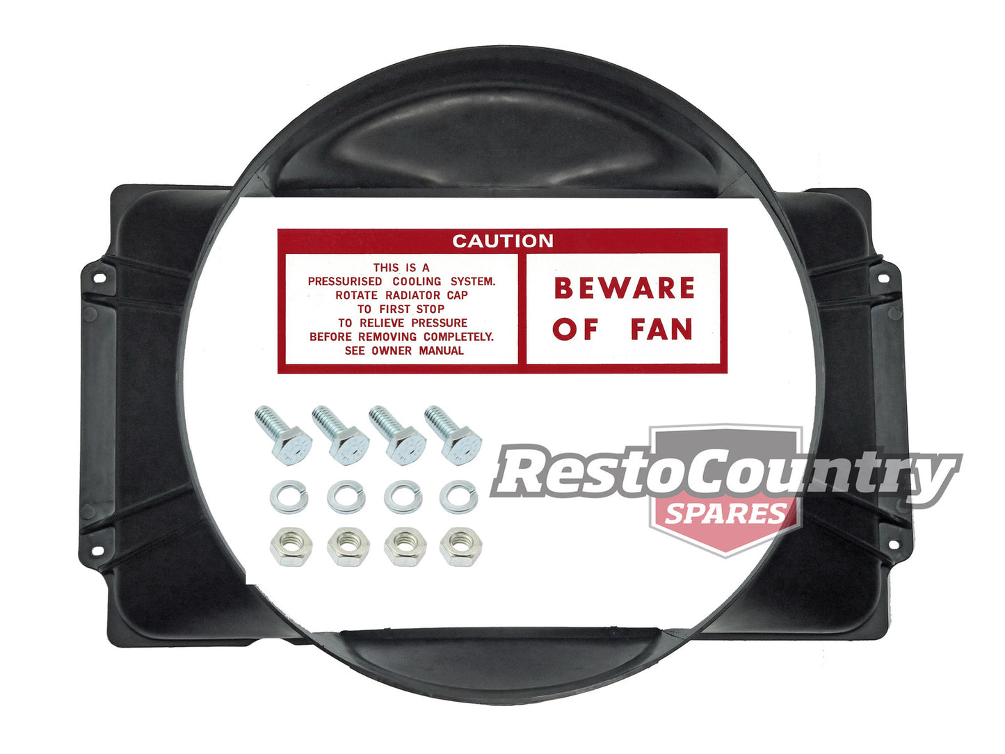 Holden V8 Radiator Fan Shroud GMH +Fitting kit +Decal HQ HJ HX 308 253 cowl hz - kGM-95710579x3