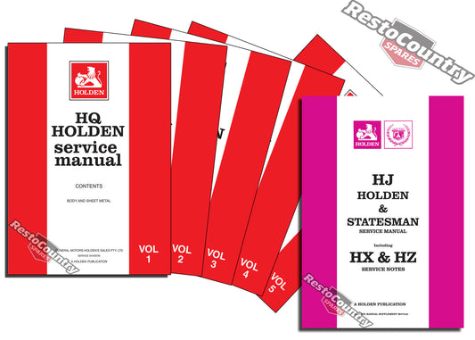 Holden GMH Factory HQ HJ HX HZ Vol 1 2 3 4 5 6 Service Manual NEW x6 workshop book - kGMM37015_x6