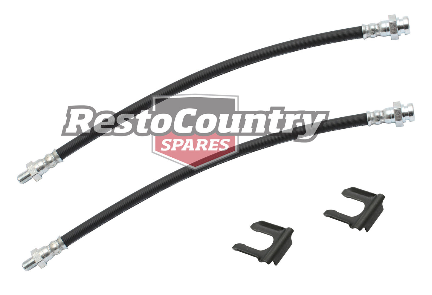 Holden Torana FRONT Brake Hose PAIR + Clips LC LJ Suit DRUM rubber line - kH1054x2