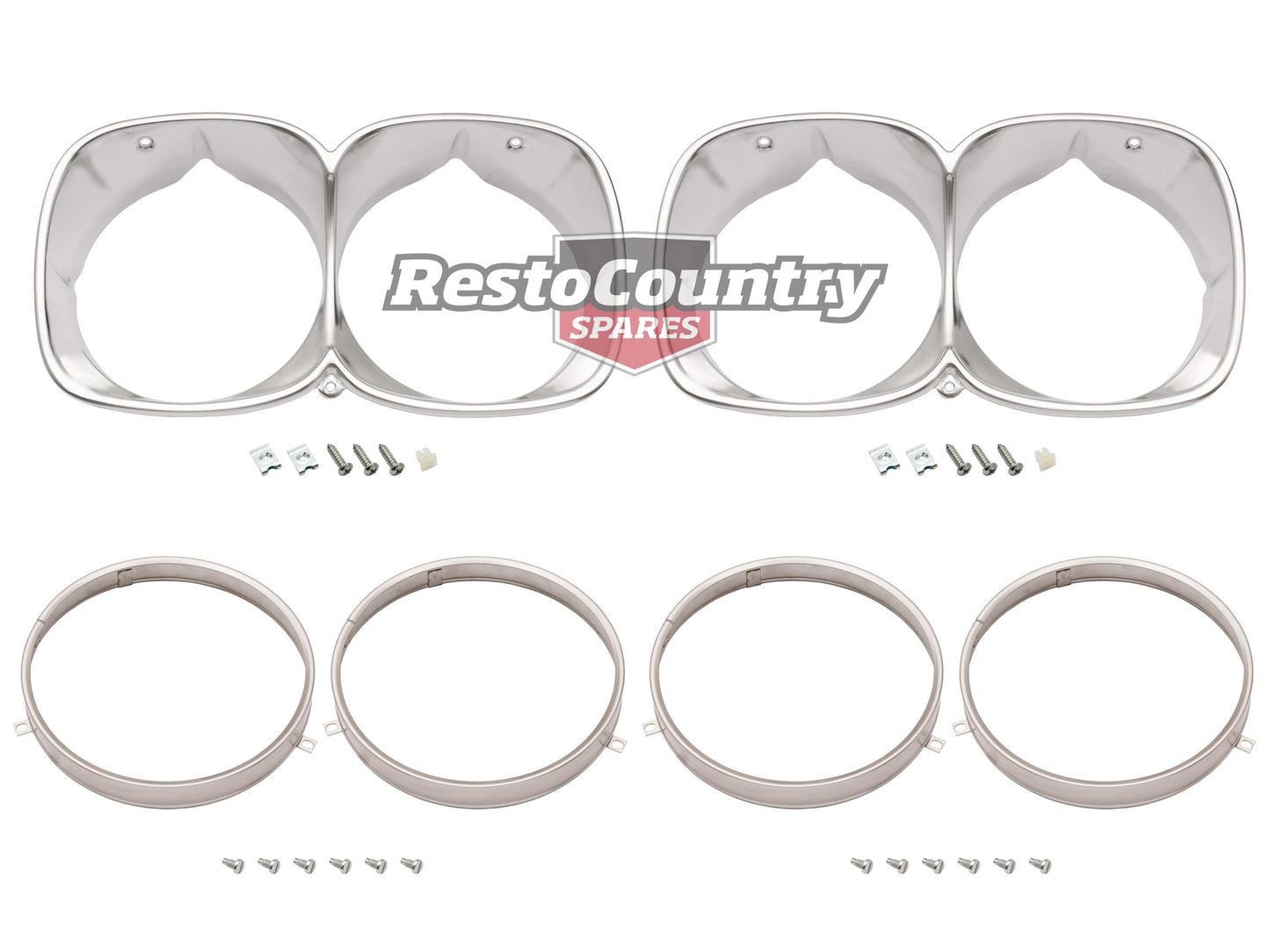 Holden Twin Headlight Rim Kit Inner + Outer L + R ANODISED HQ Premier LS Monaro - kHLR1000B-1008C-a