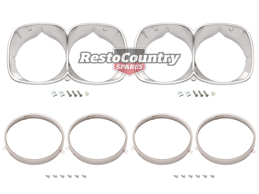 Holden Twin Headlight Rim Kit Inner + Outer L + R ANODISED HQ Premier LS Monaro - kHLR1000B-1008C-a