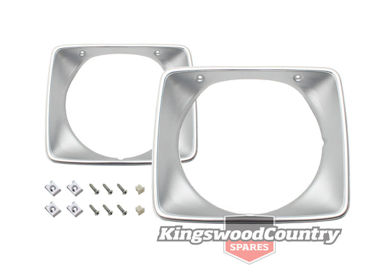 Holden Headlight Surround Rim PAIR HJ HX HZ Silver Belmont Kingswood head light rims - kHLR1000Dx2