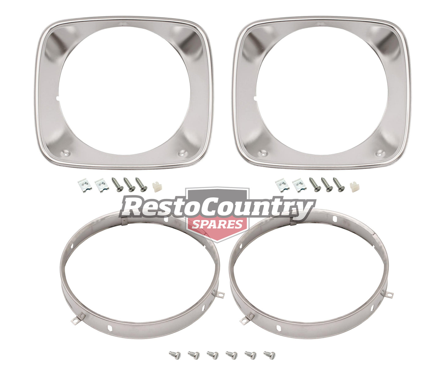 Holden Torana Headlight Rim Kit Inner + Outer Left + Right ANODISED LH LX light - kHLR1002-10-a
