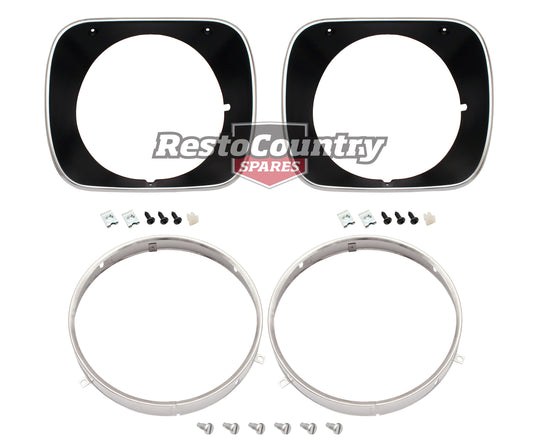 Holden Single Headlight Rim Kit Inner + Outer + Left + Right BLACK HQ SS GTS - kHLR1004-1008B-a