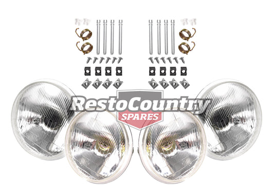 Holden Twin Headlight + Fitting Kit x4 HK HT HG HQ HJ HX HZ 5 3/4" SEMI SEALED - kISB5301-d