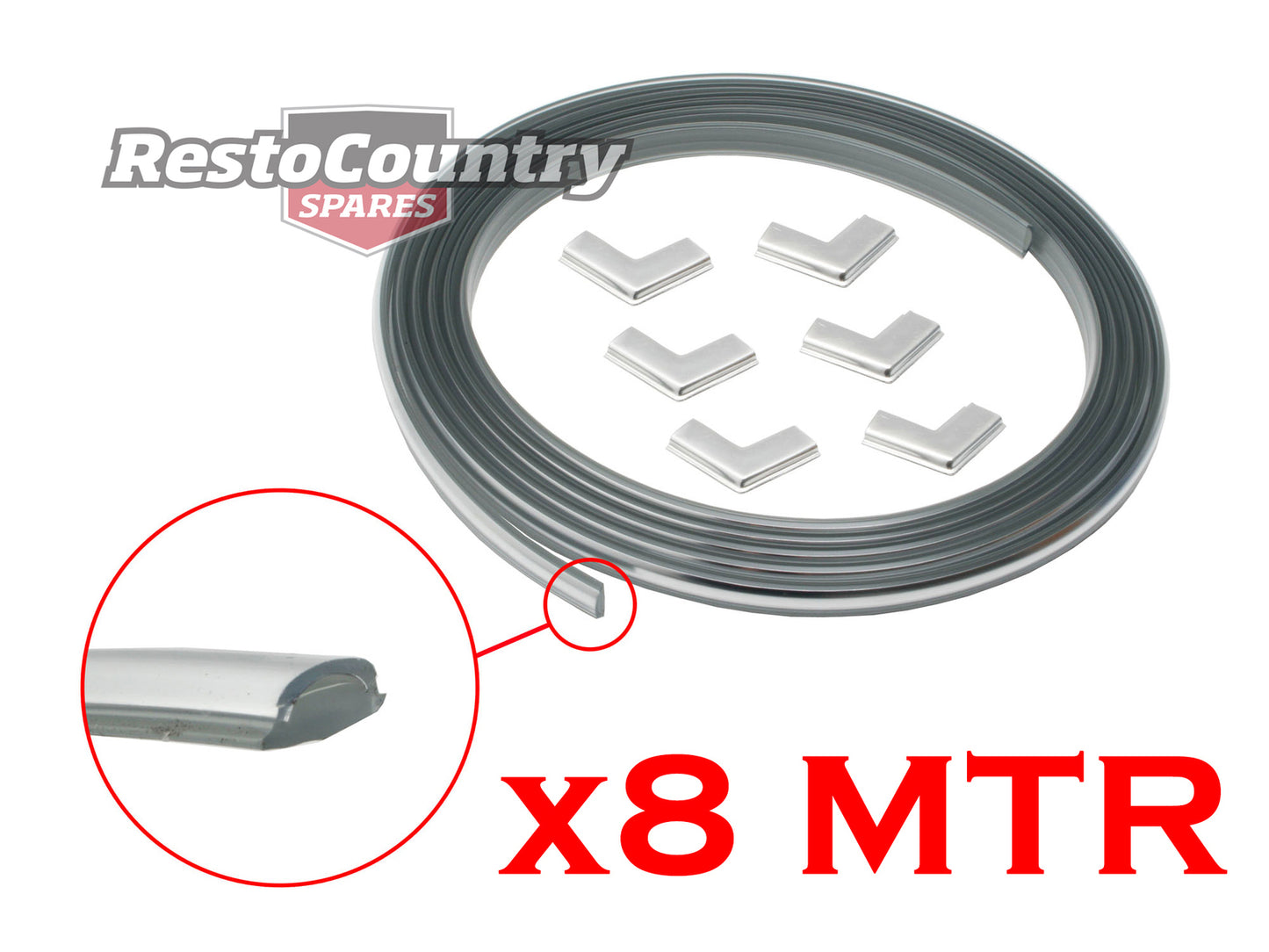 Holden Chrome Windscreen Locking Strip +Escutcheon Kit VB VC VH Sedan Front+Rear - kK150-a