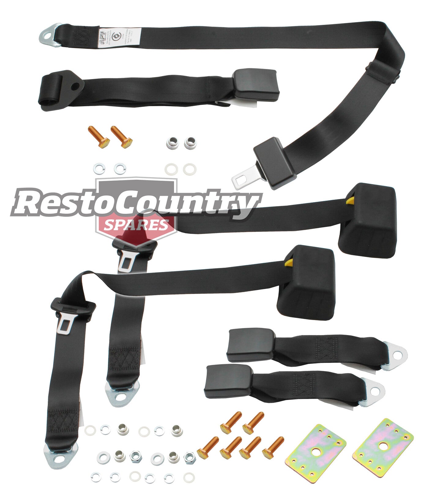 Rear Inertia Seat Belt Set (Black – 275mm Web Stalk) Ford XD XE XF ZJ ZK ZL - kK1511-d