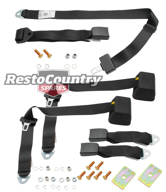 Rear Inertia Seat Belt Set (Black – 275mm Web Stalk) Ford XD XE XF ZJ ZK ZL - kK1511-d