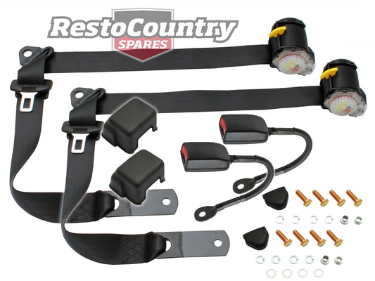 Front Inertia Seat Belt Pair (Black – Bucket Seat) Holden FX-EH HD-HR HK-HG HQ-WB LC-UC - kK1513x2