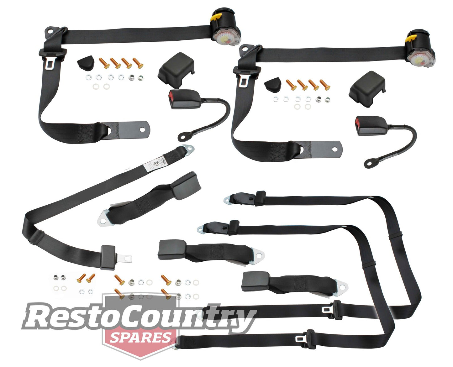 Front & Rear Seat Belt Kit (Black – Bucket Front Seats) Ford XK-XP XR-XY XA-XC ZA-ZD ZF-ZH - kK1513-i