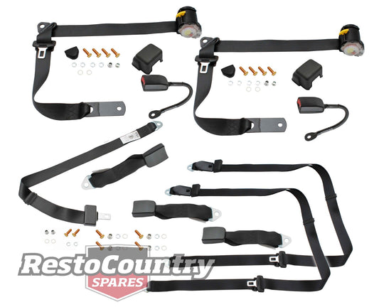 Front & Rear Seat Belt Kit (Black – Bucket Front Seats) Ford XK-XP XR-XY XA-XC ZA-ZD ZF-ZH - kK1513-i