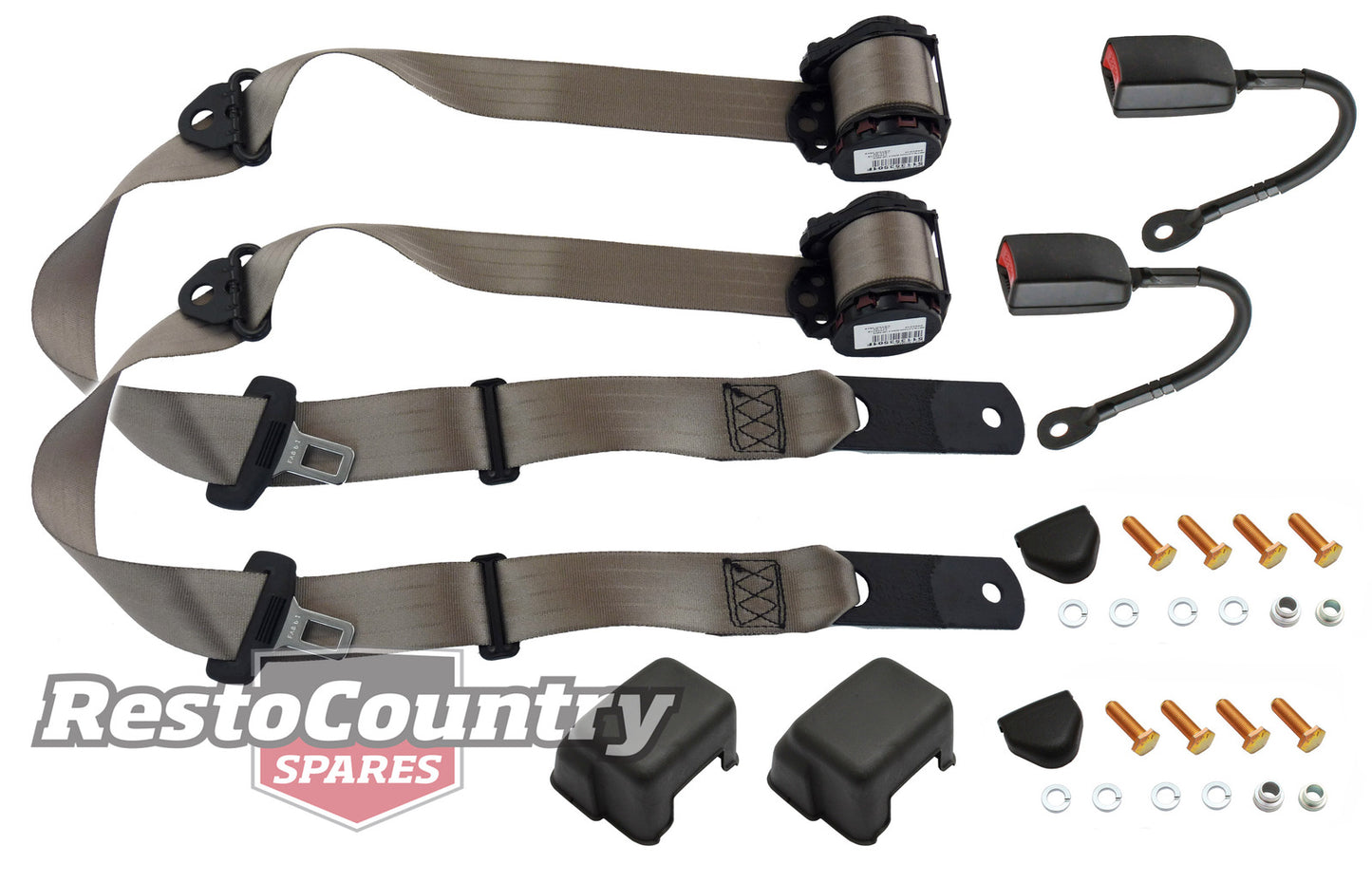 Front Inertia Seat Belt Pair (Cappuccino – Bucket Seat) Holden FX-EH HD-HR HK-HG HQ-WB LC-UC - kK1513C-b