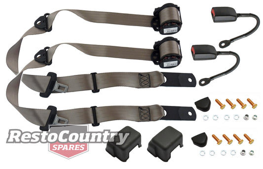 Front Inertia Seat Belt Pair (Cappuccino â€“ Bucket Seat) Holden FX-EH HD-HR HK-HG HQ-WB LC-UC - kK1513C-b