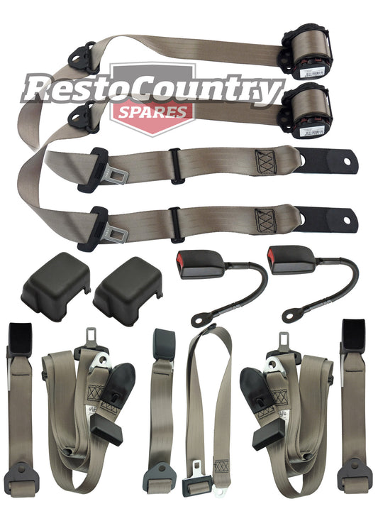 Front & Rear Seat Belt Kit (Cappuccino â€“ Bucket Front Seat) Holden FX-EH HD-HR HK-HG HQ-WB LC-UC - kK1513Cx7