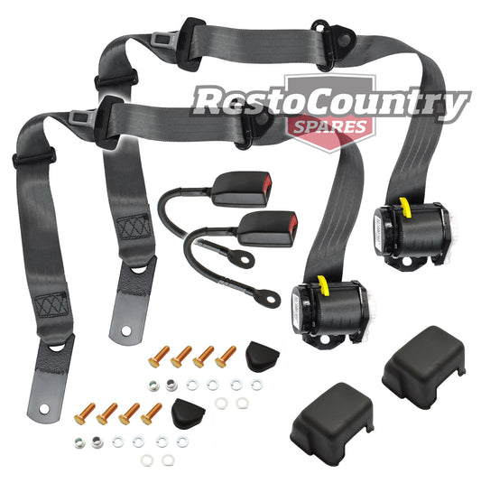 Front Inertia Seat Belt Pair (Grey – Bucket Seat) Ford XK-XP XR-XY XA-XC ZA-ZD ZF-ZH - kK1513GY-d