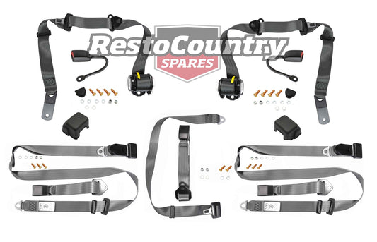 Front & Rear Seat Belt Kit (Grey – Bucket Front Seats) Ford XK-XP XR-XY XA-XC ZA-ZD ZF-ZH - kK1513GY-i