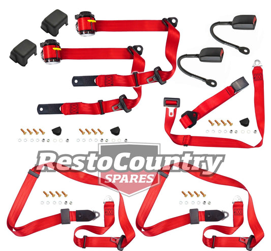 Front & Rear Seat Belt Kit (Red – Bucket Front Seats) Ford XK-XP XR-XY XA-XC ZA-ZD ZF-ZH - kK1513Rx7-c