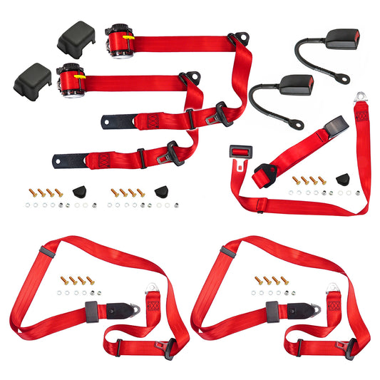 Front & Rear Seat Belt Kit (Red – Bucket Front Seat) Holden FX-EH HD-HR HK-HG HQ-WB LC-UC - kK1513Rx7