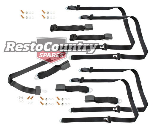 Front & Rear Seat Belt Kit (Black – Bench Front Seats) Ford XK XL XM XP XR XT XW XY - kK1635-c