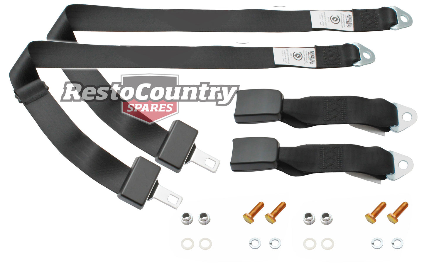 Rear Lap Sash Seat Belt Pair (Black – Bench Seat) Holden VB VC VH VK VL Wagon - kK1635S-a