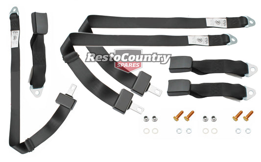 Rear Lap Sash Seat Belt Set (Black - Bench Seat) Holden VB VC VH VK VL Wagon - kK1635S-b