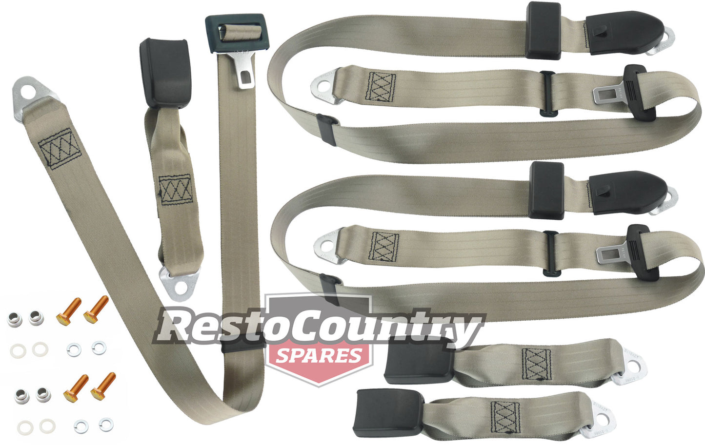 Rear Lap Sash Seat Belt Set (Cappuccino - Bench Seat) Holden VB VC VH VK VL Wagon - kK1635SC-b