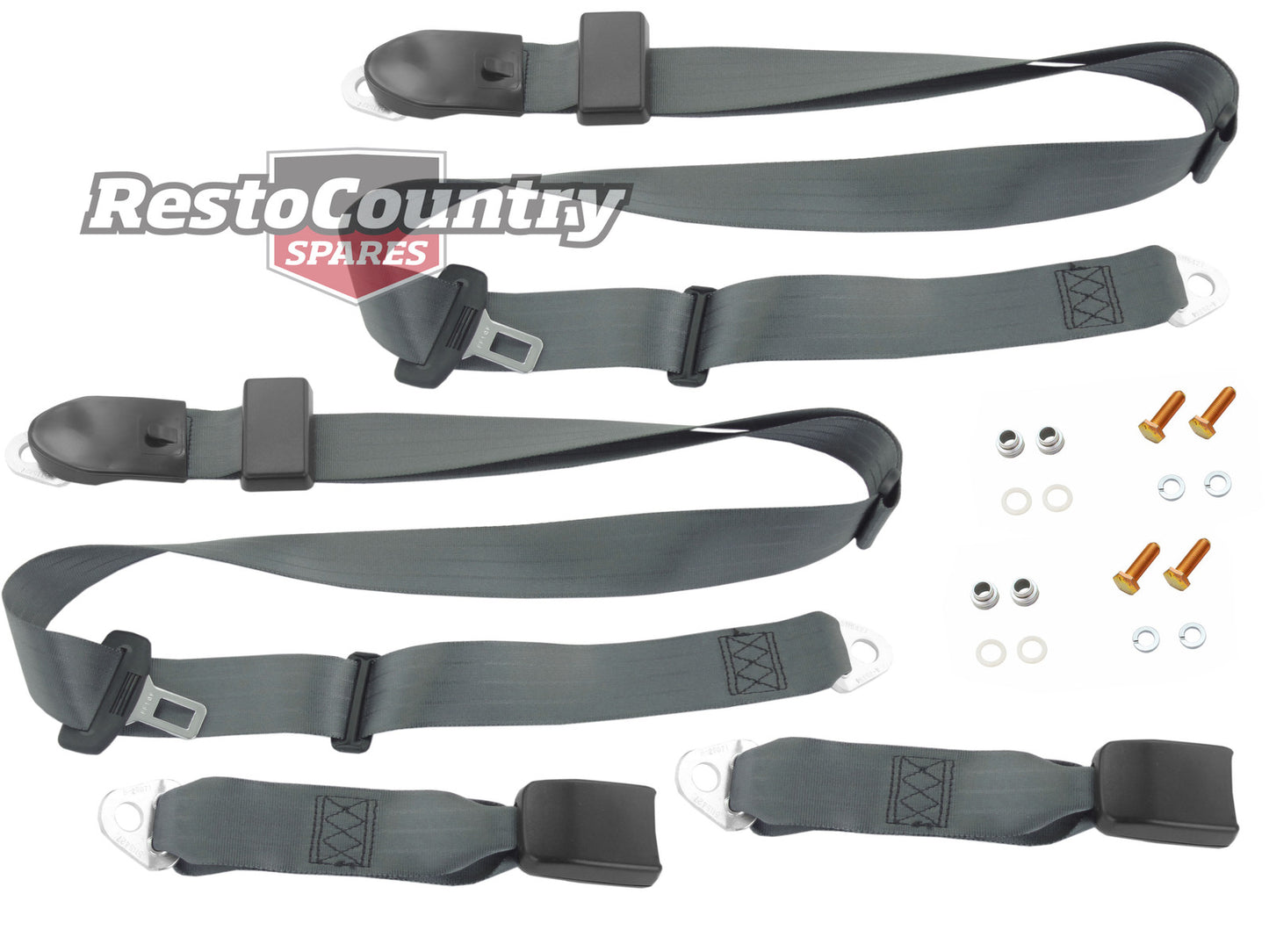 Rear Lap Sash Seat Belt Pair (Grey – Bench Seat) Holden VB VC VH VK VL Wagon - kK1635SGY-a