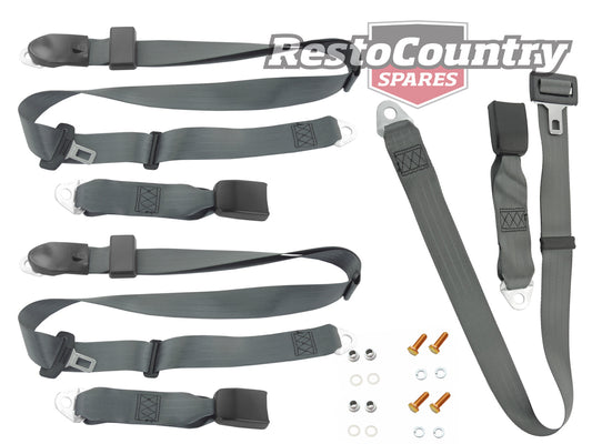 Rear Lap Sash Seat Belt Set (Grey - Bench Seat) Holden VB VC VH VK VL Wagon - kK1635SGY-b