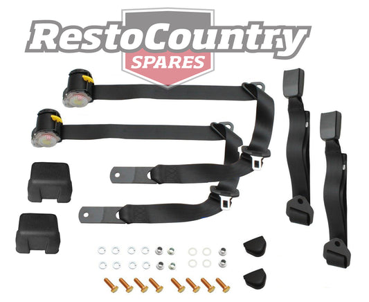 Front Inertia Seat Belt Pair (Black – Bench Seat) Ford XK-XP XR-XY XA-XC ZA-ZD ZF-ZH - kK2255-g