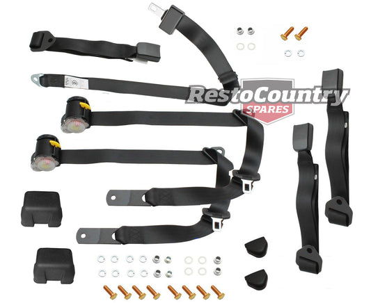 Front Inertia Seat Belt Set (Black – Bench Seat) Ford XK-XP XR-XY XA-XC ZA-ZD ZF-ZH - kK2255-p