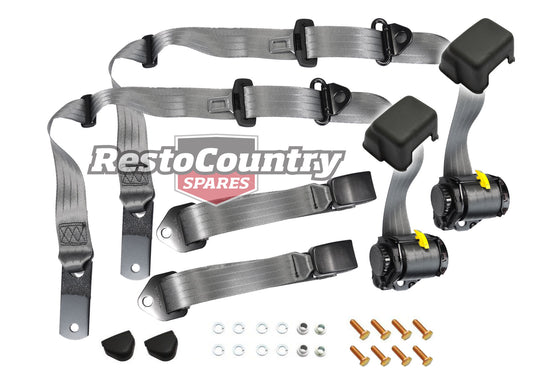 Front Inertia Seat Belt Pair (Grey – Bench Seat) Ford XK-XP XR-XY XA-XC ZA-ZD ZF-ZH - kK2255GY-g