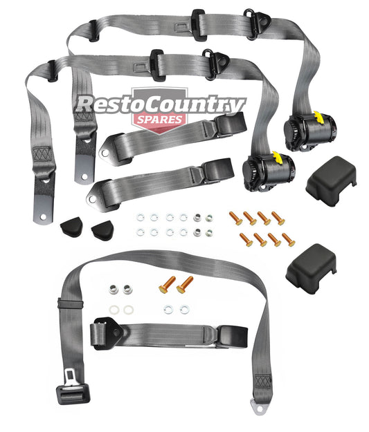 Front Inertia Seat Belt Set (Grey – Bench Seat) Ford XK-XP XR-XY XA-XC ZA-ZD ZF-ZH - kK2255GY-p