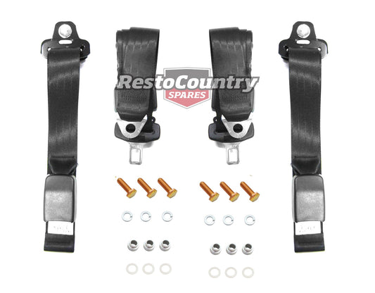 Front or Rear Lap Sash Seat Belt Pair (Black – Bench Seat) Ford XK-XP XR-XY XA-XC ZA-ZD ZF-ZH - kK2257-c