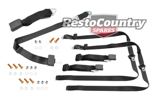 Front or Rear Lap Sash Seat Belt Set (Black – Bench Seat) Ford XK-XP XR-XY XA-XC ZA-ZD ZF-ZH - kK2257-i
