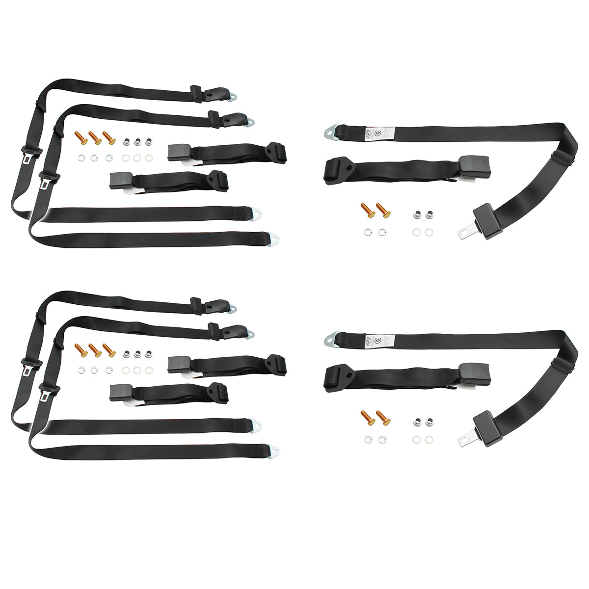 Front & Rear Seat Belt Kit (Black – Bench Front Seat) Ford XK XL XM XP XR XT XW XY XA XB XC - kK2257-k