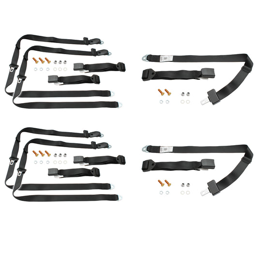 Front & Rear Seat Belt Kit (Black – Bench Front Seat) Ford XK XL XM XP XR XT XW XY XA XB XC - kK2257-k