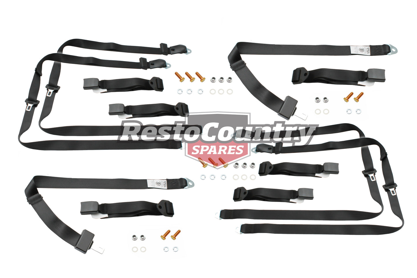 Front & Rear Seat Belt Kit (Black – Bench Front Seat) Holden FX-EH HD-HR HK-HG HQ-WB LC-UC - kK2257-h