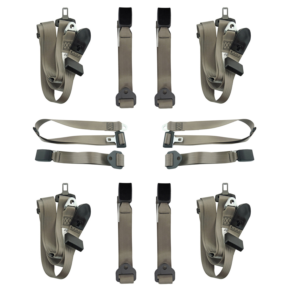 Front & Rear Seat Belt Kit (Cappuccino – Bench Front Seat) Ford XK XL XM XP XR XT XW XY XA XB XC - kK2257C-k