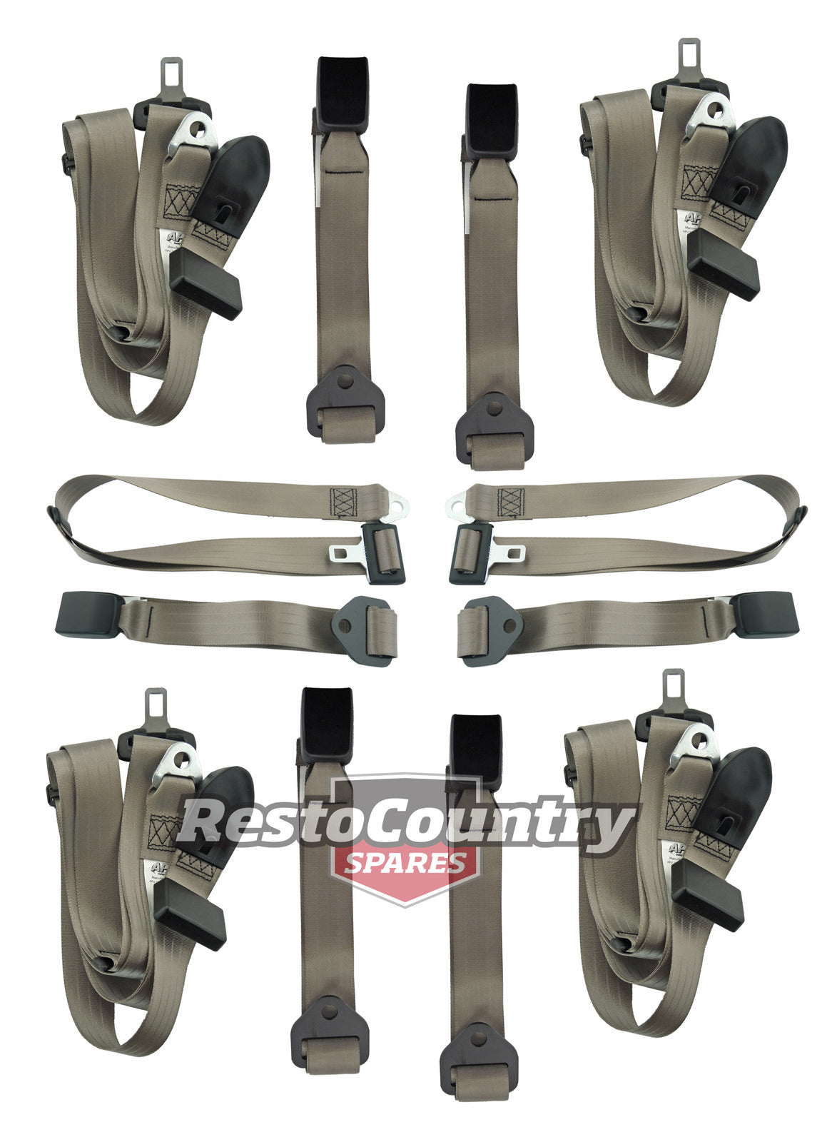 Front & Rear Seat Belt Kit (Cappuccino – Bench Front Seat) Holden FX-EH HD-HR HK-HG HQ-WB LC-UC - kK2257C-h