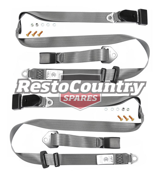 Front or Rear Lap Sash Seat Belt Pair (Grey – Bench Seat) Ford XK-XP XR-XY XA-XC ZA-ZD ZF-ZH - kK2257GY-c