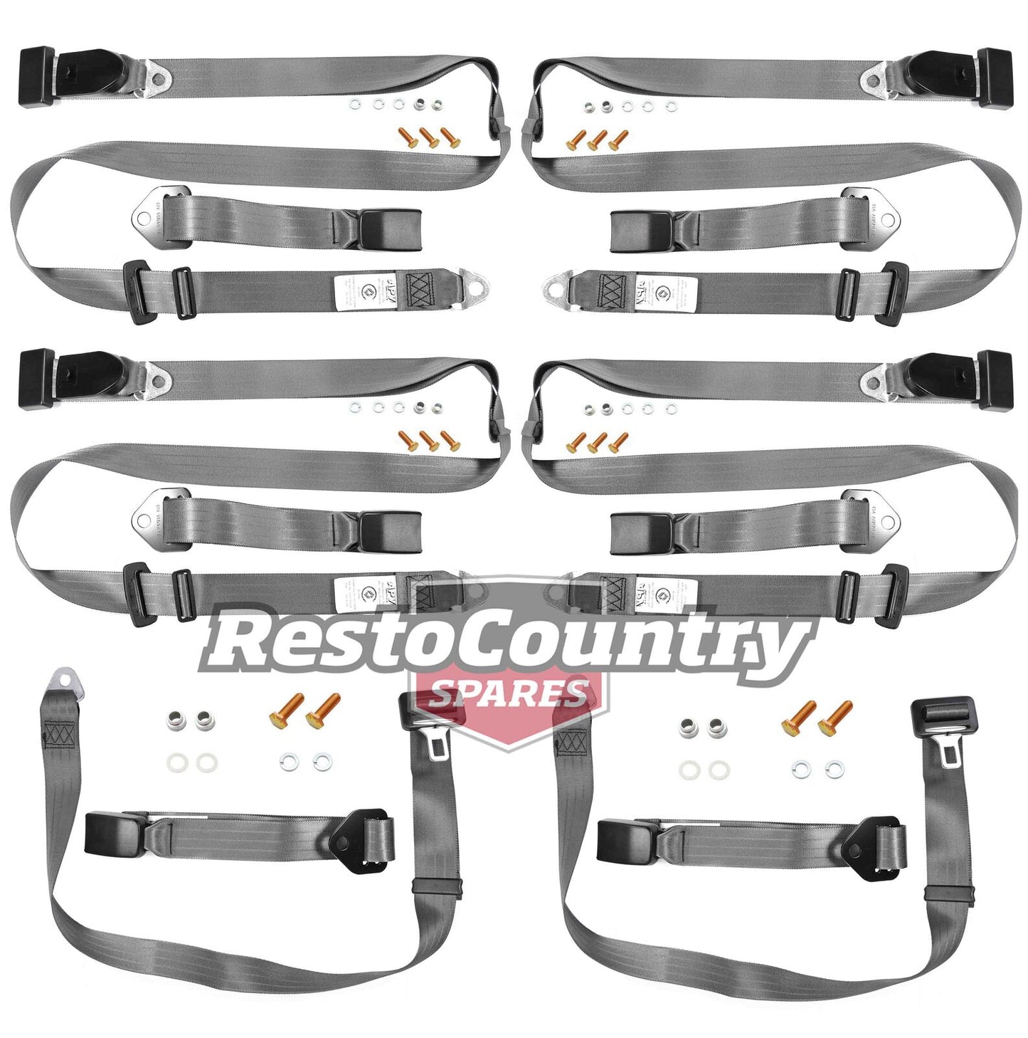 Front & Rear Seat Belt Kit (Grey – Bench Front Seat) Holden FX-EH HD-HR HK-HG HQ-WB LC-UC - kK2257GY-f