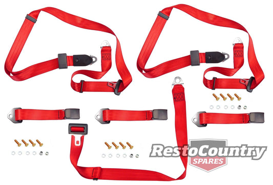 Front or Rear Lap Sash Seat Belt Set (Red – Bench Seat) Holden FX-EH HD-HR HK-HG HQ-WB LC-UC - kK2257R-k
