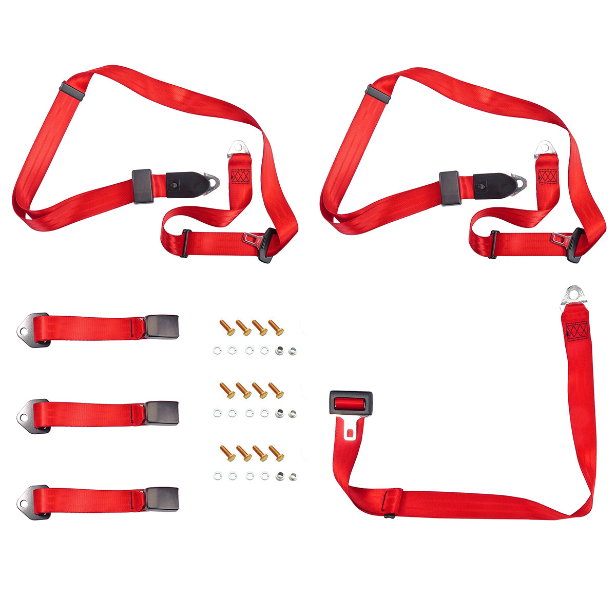 Front or Rear Lap Sash Seat Belt Set (Red – Bench Seat) Ford XK-XP XR-XY XA-XC ZA-ZD ZF-ZH - kK2257R-l
