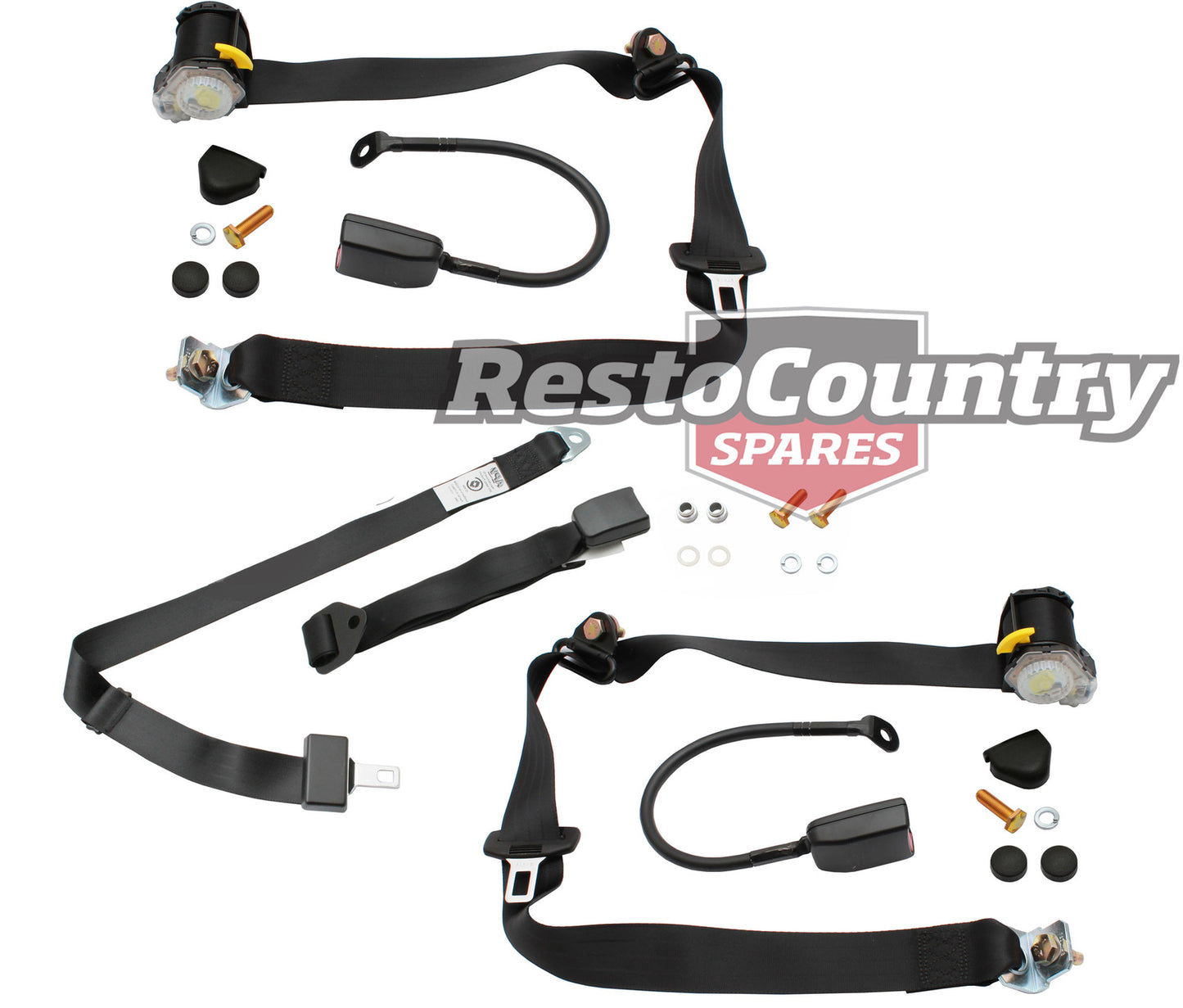 Front Inertia Seat Belt Set (Black – Bench Seat) Ford XD Ute Van - kK3562-b