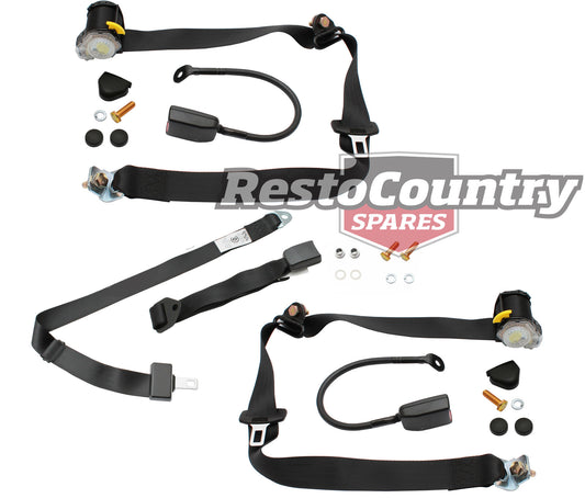 Front Inertia Seat Belt Set (Black – Bench Seat) Ford XD Ute Van - kK3562-b